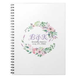 Lila und rosa Blume Kränrahmen Notizblock