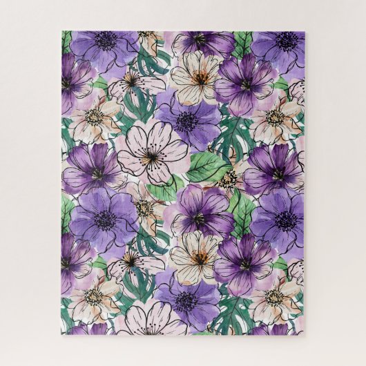 Lila und rosa Blume Puzzle (Vertikal)