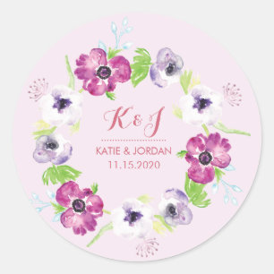 Lila und rosa Blume Runder Aufkleber