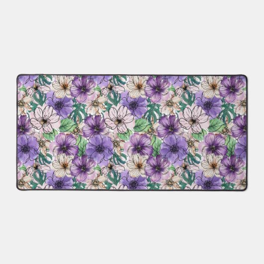 Lila und rosa Blume Schreibtischunterlage (Vorderseite)