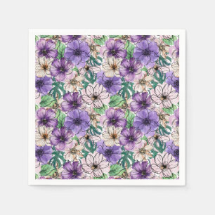 Lila und rosa Blume Serviette