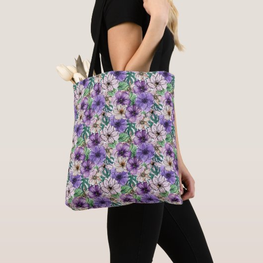 Lila und rosa Blume Tasche (Von Nahem)