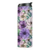 Lila und rosa Blume Thermosbecher (Nach links gedreht)