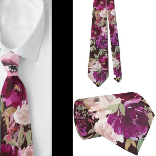 Lila und rosa Blumen Blumen Rosen Wein Krawatte