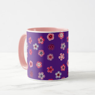 Lila und rosa Blumen Vintage Style Tasse