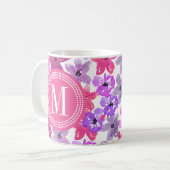 Lila und rosa Blumenfarbe Personalisiert Kaffeetasse (Vorderseite Links)