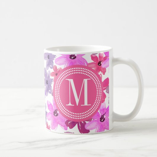 Lila und rosa Blumenfarbe Personalisiert Kaffeetasse (Rechts)
