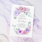 Lila und rosa Blumengestein Boho Wedding Einladung