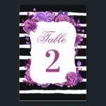 Lila und rosa Blumenhochzeit. Schwarze Streifen Tischnummer<br><div class="desc">Moderne Schwarz-Weiß Hochzeit Tischnummer mit Aquarell lila und rosa Blume. Geeignet zum Geburtstag,  Jubiläum und jedes andere Party. Bitte kontaktieren Sie mich,  wenn Sie weitere Informationen benötigen.</div>