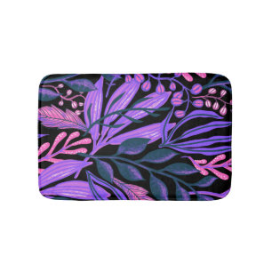Lila- und rosa Blumenmotive Badematte
