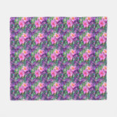 Lila und rosa Blumenmuster Fleecedecke (Vorderseite (Horizontal))