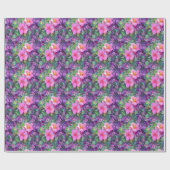 Lila und rosa Blumenmuster Geschenkpapier (Flach)