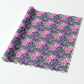Lila und rosa Blumenmuster Geschenkpapier (Ungerollt)