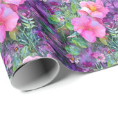 Lila und rosa Blumenmuster Geschenkpapier (Rolleneckpunkt)
