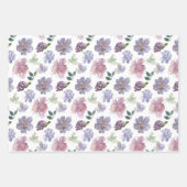 Lila und rosa Blumenmuster Geschenkpapier Set (Vorderseite 2)