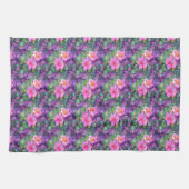 Lila und rosa Blumenmuster Geschirrtuch (Horizontal)