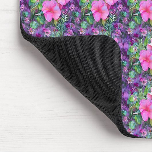 Lila und rosa Blumenmuster Mousepad (Ecke)