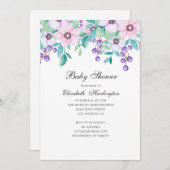 Lila und rosa Blütendusche Einladung (Vorne/Hinten)