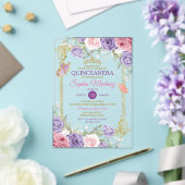 Lila und rosa Blütengoldkronen Acryleinladungen (In Situ (Hochzeit))