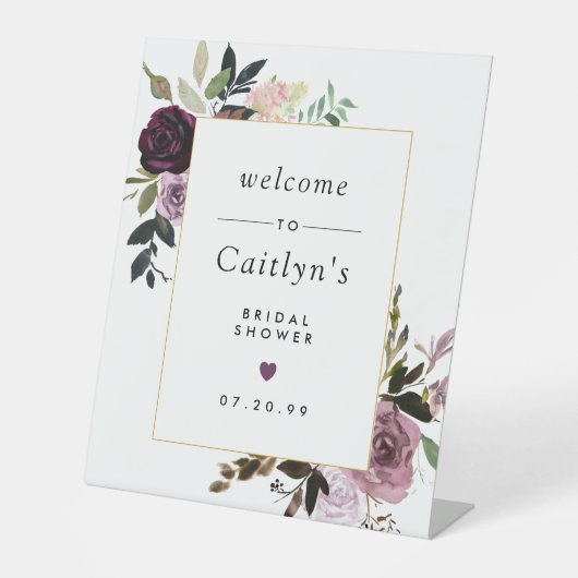 Lila und rosa Brautparty Sockelschild (Vorderseite)