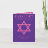 Lila und rosa Davidsstern Schläger Mitzvah Pass Einladung (Vorderseite)