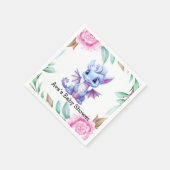Lila und rosa Dragon Peony Girl Babydusche Serviette (Ecke)