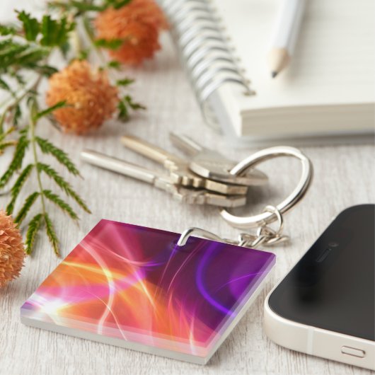 Lila und rosa dynamische Waves Schlüsselanhänger (Vorderseite rechts)