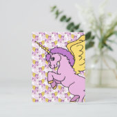 Lila und rosa Einhorndesign Postkarte (Stehend Vorderseite)