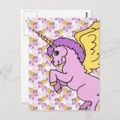 Lila und rosa Einhorndesign Postkarte (Vorne/Hinten)