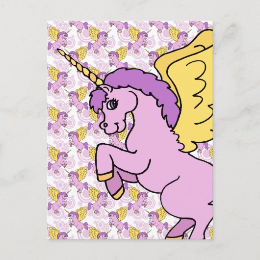 Lila und rosa Einhorndesign Postkarte (Vorderseite)