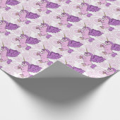 Lila und rosa Einhornmuster Geschenkpapier (Ecke)