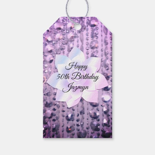 Lila und rosa Elegant Beaded Geschenkanhänger (Vorderseite)