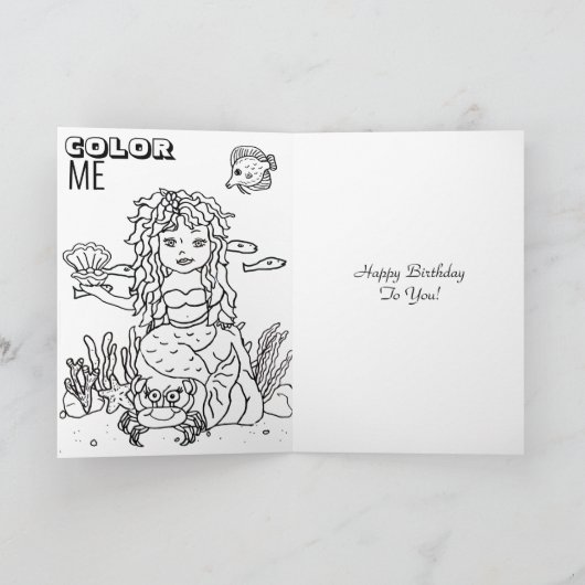 Lila und rosa Ethnic Mermaid Happy Birthday Card Karte (Innenseite)