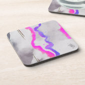 Lila und rosa Farbe Abstrakt Getränkeuntersetzer (Linke Seite)