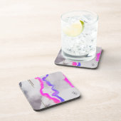 Lila und rosa Farbe Abstrakt Getränkeuntersetzer (Rechte Seite)