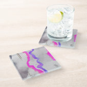 Lila und rosa Farbe Abstrakt Glasuntersetzer (Schrägansicht)