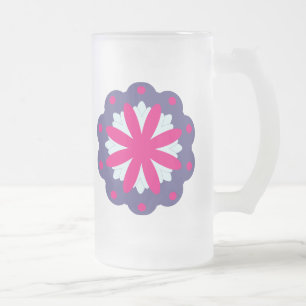 Lila und rosa florale Formen Illustration Mattglas Bierglas