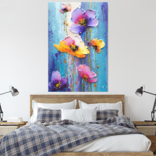 Lila und rosa florale Textur abstrakte Wandkunst Leinwanddruck