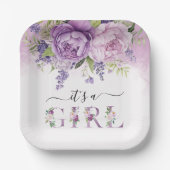 Lila und rosa Garden Blume Mädchendusche Pappteller (Vorderseite)