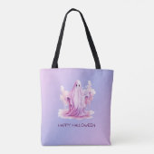 Lila und rosa Geister Lila und blaue Halloween Tasche (Rückseite)