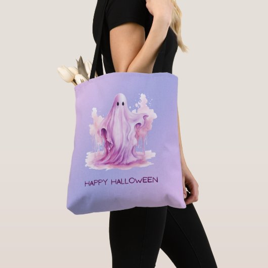 Lila und rosa Geister Lila und blaue Halloween Tasche (Von Nahem)