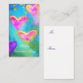 Lila und rosa glitzernde Herzen Mitteilungskarte (Vorne/Hinten)