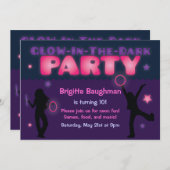 Lila und rosa Glühen in der dunklen Party Einladun Einladung (Vorne/Hinten)