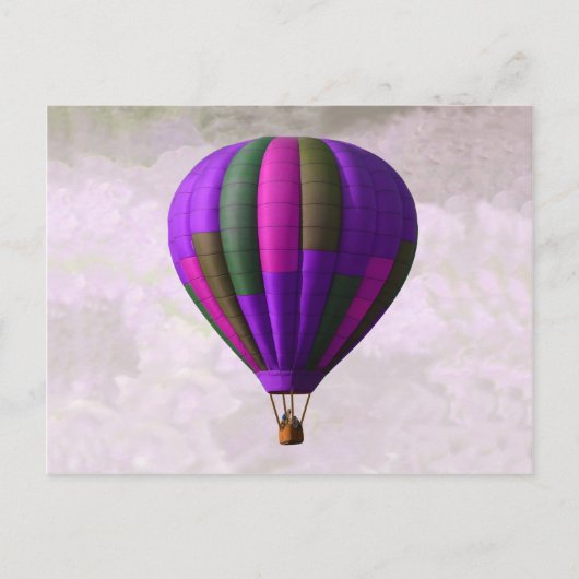 Lila und rosa Heißluftballon Postkarte (Vorderseite)