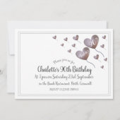 Lila und rosa Herzballon 90. Geburtstag Einladung (Rückseite)