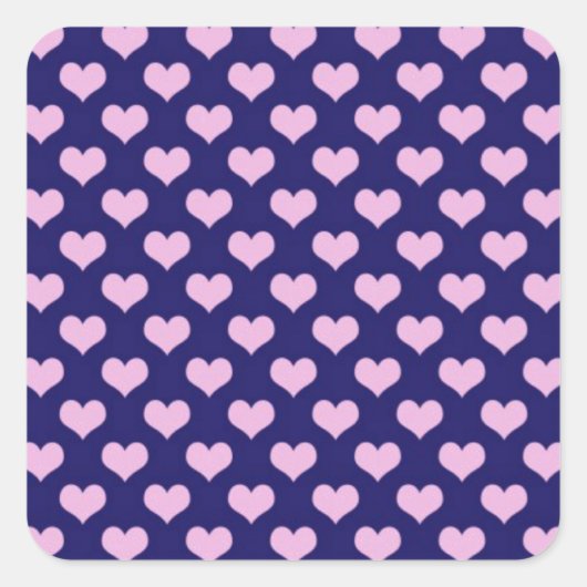Lila und rosa Herzen Quadratischer Aufkleber (Vorderseite)