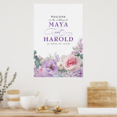 Lila und rosa Hochzeit mit botanischem Flair Poster (Küche)
