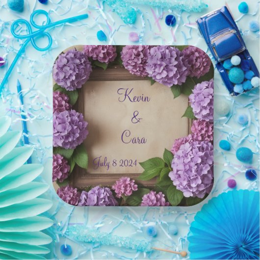 Lila und rosa Hydrangeas Pappteller (Party)