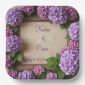 Lila und rosa Hydrangeas Pappteller (Vorderseite)