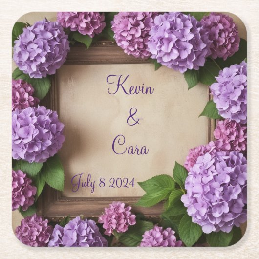 Lila und rosa Hydrangeas Rechteckiger Pappuntersetzer (Vorderseite)
